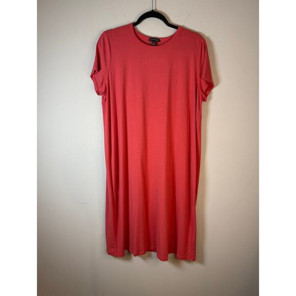 Eileen Fisher Coral Short Sleeve t-shirt Pullover Dress Size L - Picture 1 of 6